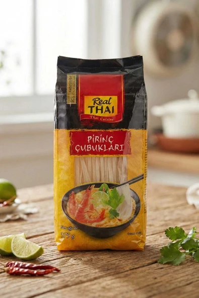 Real Thai Pirinç Çubukları 3mm ( 3mm Thai Rice Stick) - 375g ürün görseli 1