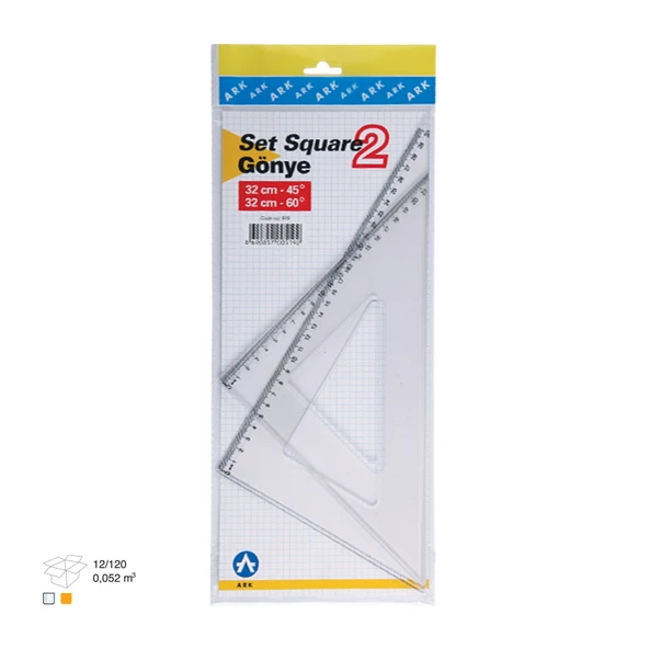 Şeffaf Gönye Seti 32 cm 45 Derece x 32 cm 60 Derece ürün görseli 1