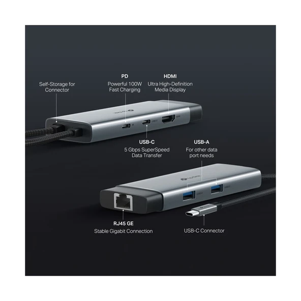 TP-LINK UH6120C USB Type C 6-Port Hub - Resim 7