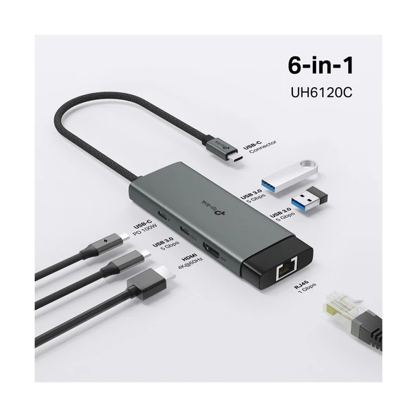 TP-LINK UH6120C USB Type C 6-Port Hub - Resim 5