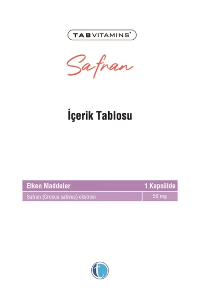 Tabvitamins Safran 50 mg 30 Kapsül - Resim 3