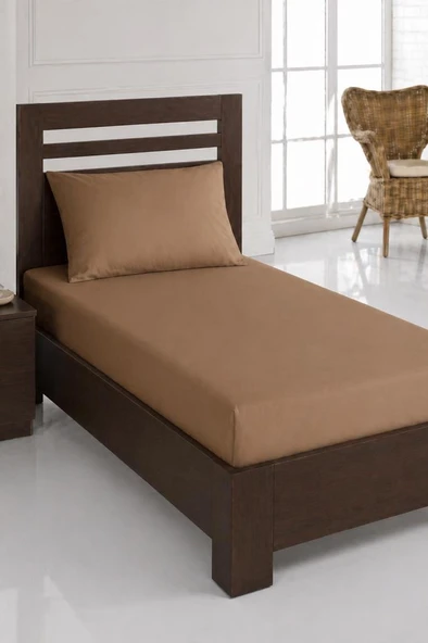 Bella Tek Kişilik 100x200 cm Lastikli Çarşaf Takımı Kahve ürün görseli 1