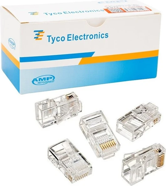 Tyco Amp RJ45 Konnektör 8P8C Modular Plug 100 Lük Paket ürün görseli 1