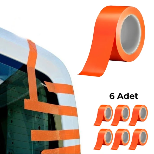 6 Lı Paket 45 mm Turuncu 30 Metre Pvc Aksesuar Bandı Cam Montaj ve Sabitleme Bandı ürün görseli 1