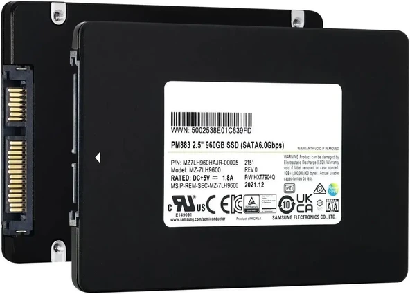 HPE PM883 960GB Sata 6Gbps 2.5" Server Sunucu SSD MZ-7LH9600 MZ7LH960HAJR-00AH3 MK0960GFDKT P41887-002 ürün görseli 1