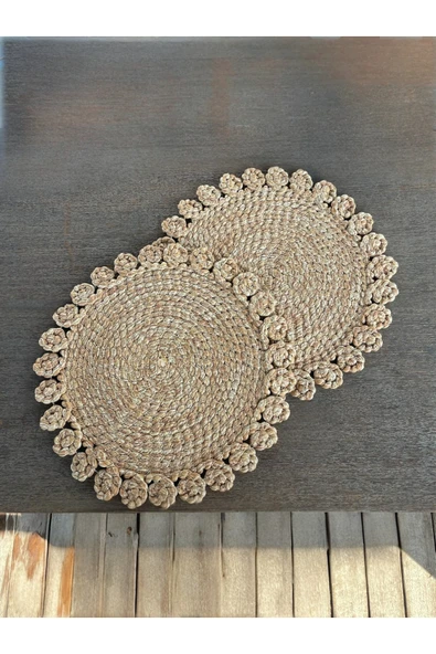 Home Inn Home Textile 2 Adet Nilüfer Hasır Görünümlü Amerikan Servis Supla 33 cm ürün görseli 1