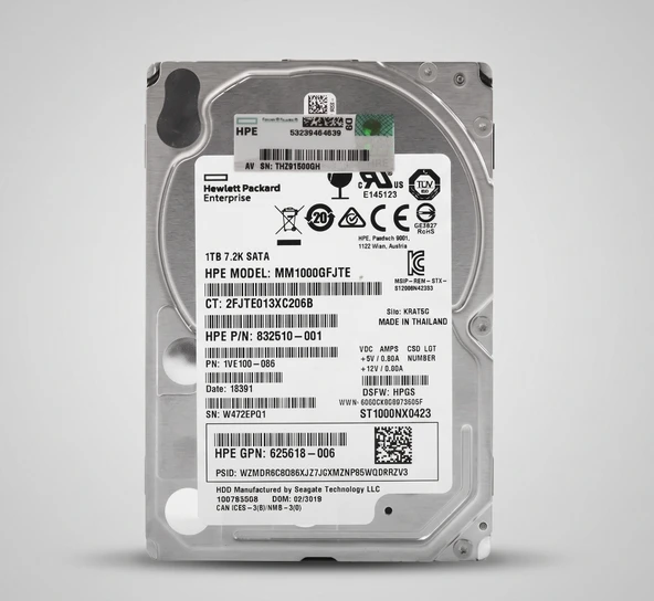 HPE 1TB 7.2K Sata 6Gbps 2.5'' Server Sunucu Harddisk MM1000GFJTE ST1000NX0423 832510-001 625618-006 1VE100-0 ürün görseli 1