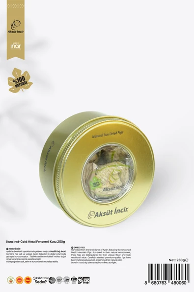 250g Kuru Incir Gold Metal Pencereli Kutu ürün görseli 1