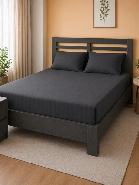 Bella Çift Kişilik 180x200 cm Lastikli Çarşaf Takımı Antrasit ürün görseli 1
