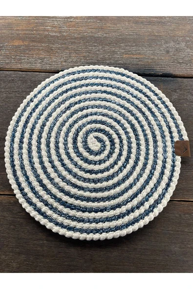 home inn Yuvarlak Amerikan Servis Leke Tutmaz - Supla Çizgili Mavi 33x33 Cm ürün görseli 1