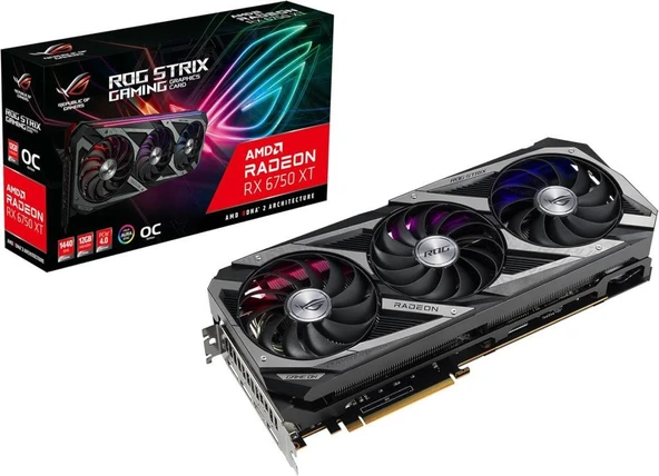 Asus RX 6750 XT Rog Strix OC Edition ROG-STRIX-RX6750XT-O12G-GAMING 192 Bit GDDR6 12 GB Ekran Kartı Teşhir ürün görseli 1
