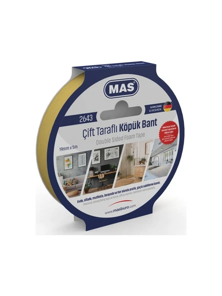 MAS Çift Taraflı Köpük Bant 19MM x 5m 2643 ürün görseli 1