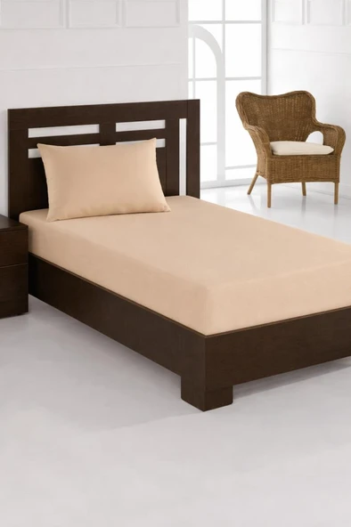 Bella Tek Kişilik 120x200 cm Lastikli Çarşaf Takımı Cappucino ürün görseli 1
