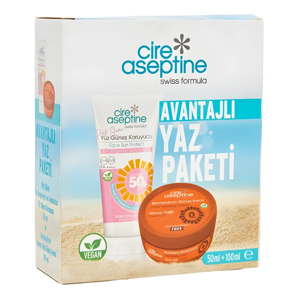 Cire Aseptine Avantajlı Yaz Paketi Yüz Güneş Koruyucu Spf 50+ Ton Dengeleyici ve Aydınlatıcı 50ml ile Bronzlaştırıcı Güneş Kremi 100ml ürün görseli 1