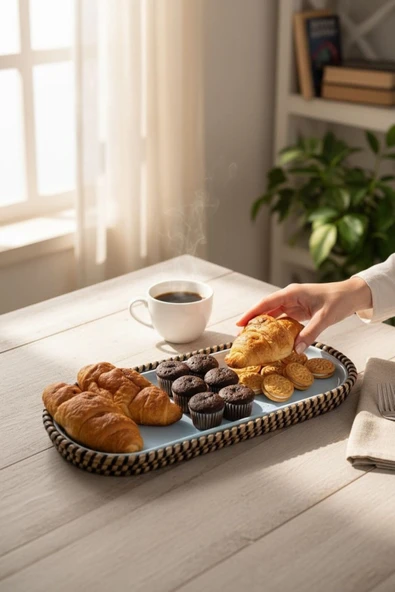 Home Inn Home Textile Sunum Tabağı Tekli Melamin – Hasır Görünümlü – Dayanıklı ürün görseli 1