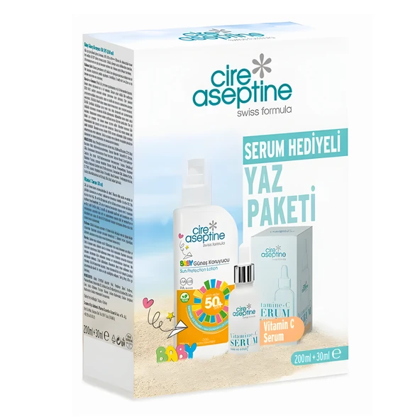 Cire Aseptine Avantajlı Yaz Paketi Baby Güneş Koruyucu Spf 50+ 200ml ile Vitamin C Serum 30ml ürün görseli 1