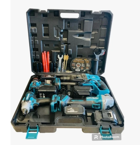 Dawreek 4'Lü Set ( Somun Sıkma + Şarjlı Hilti + Şarjlı Spral + Çelik Mandrenli Kömürsüz Matkap ) 2X Batarya ürün görseli 1