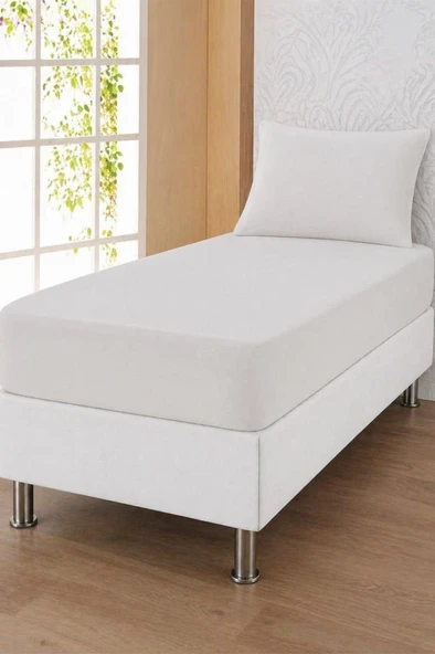 Bella Tek Kişilik 100x200 cm Lastikli Çarşaf Takımı Beyaz ürün görseli 1