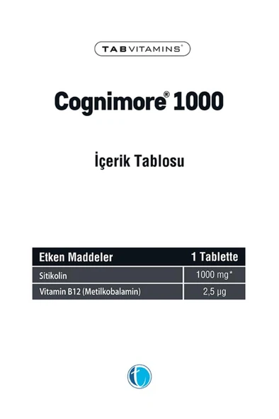 Cognimore 1000 mg Sitikolin 30 Tablet - Resim 3