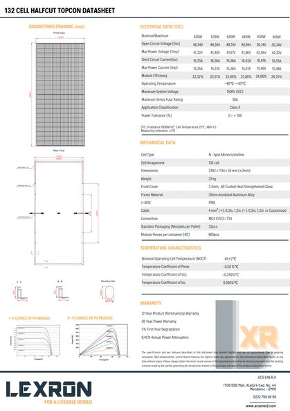 LEXRON 655W 132 CELL 16BB HALF-CUT TOPCON 16BB GÜNEŞ PANELİ - Resim 4