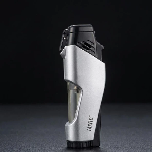 Takito Çift Torch Pürmüz Gümüş Puro Çakmağı ürün görseli 1