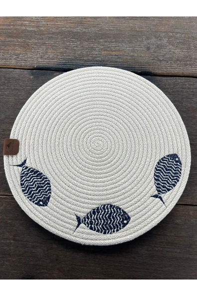 home inn Balık İşlemeli Amerikan Servis-Leke Tutmaz Natural 33 cm ürün görseli 1