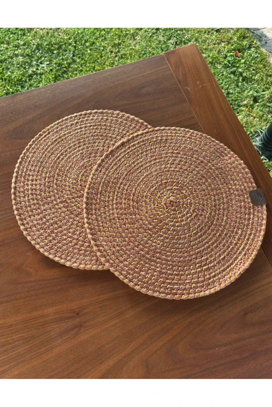 Home Inn Home Textile Hasır Görünümlü 2'li Amerikan Servis-Leke Tutmaz Turuncu 33 x 33 cm ürün görseli 1