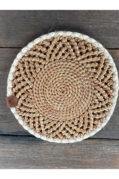 home inn Botanica Naturel Hasır Supla - 33x33 cm Örmeli Model Dekoratif Sunum Altlığı ürün görseli 1
