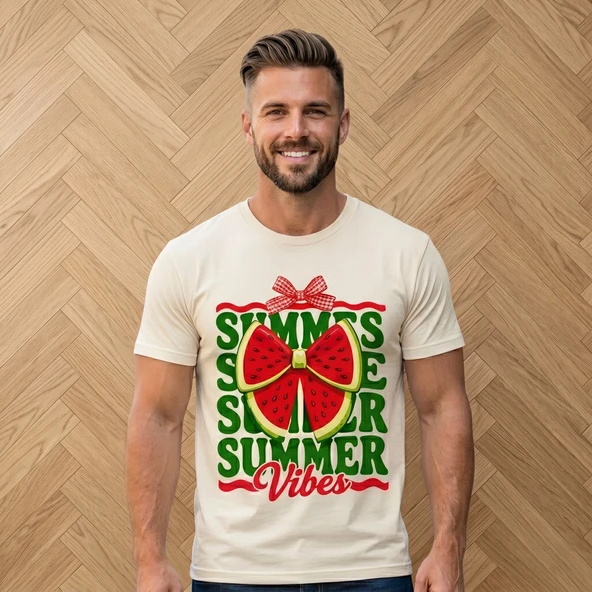 Summer Vibes ütü ile uygulanabilen DTF tekstil baskı ürün görseli 1
