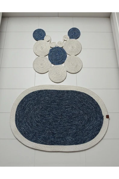 Home Inn Home Textile 2'li Modern Hasır Görünümlü Banyo Paspası - Modern Dokunuş ürün görseli 1