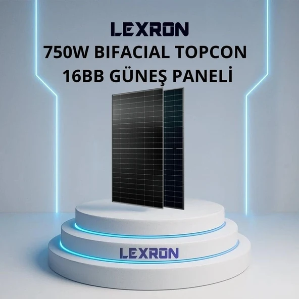 LEXRON 750W BIFACIAL 132 CELL 16BB HALF-CUT TOPCON GÜNEŞ PANELİ ürün görseli 1