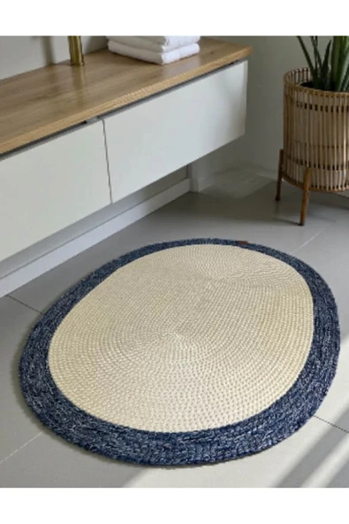 home inn Banyo Paspası Örgü Dokulu Oval Model 60x100 cm – Leke Tutmaz ve Şık Tasarım ürün görseli 1
