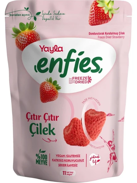 Yayla Enfies Freeze Dried Dondurularak Kurutulmuş Çıtır Meyve-Çilek 15 gr ürün görseli 1