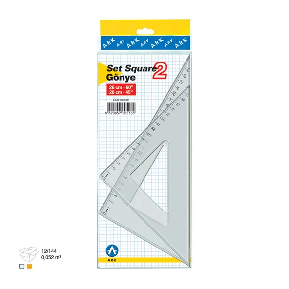 Şeffaf Gönye Seti Ekonomik 32 cm 45 Derece x 32 cm 60 Derece ürün görseli 1