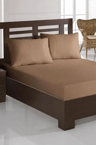Bella Çift Kişilik 180x200 cm Lastikli Çarşaf Takımı Kahve ürün görseli 1