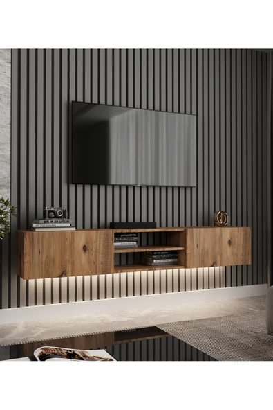 TUMBLERA Volar Pine TV Ünitesi Işıklı Atlantik Çam 180 cm Modern ürün görseli 1