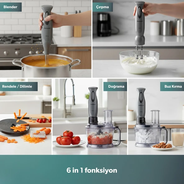 Homend Functionall 2851H Mutfak Robotu Antrasit Siyah - Resim 5