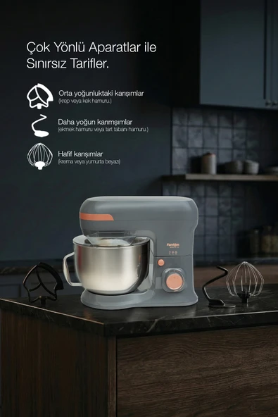 Fantom Nfest Hm 1500 Stand Mixer - Antrasit - Resim 8