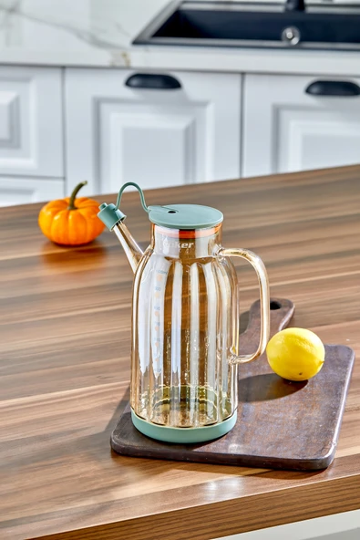 Cooker 1.1 Litre Borosilikat Cam Yağlık ve Sirkelik Zeytinyağ Şişesi Şeffaf ürün görseli 1