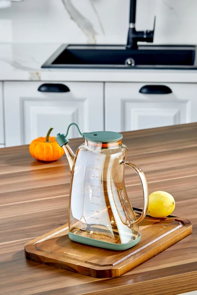 Cooker 1.1 Litre Borosilikat Cam Yağlık ve Sirkelik Zeytinyağ Şişesi Şeffaf ürün görseli 1