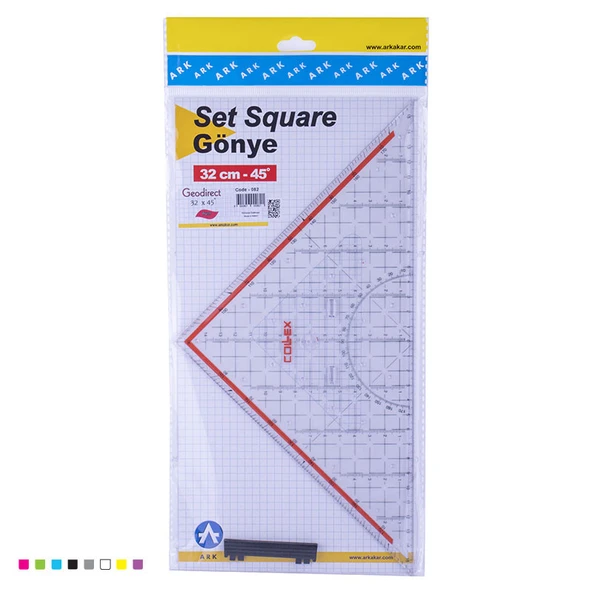 Profesyonel Geometrik Gönye 32 cm x 45 Derece Şeffaf ürün görseli 1