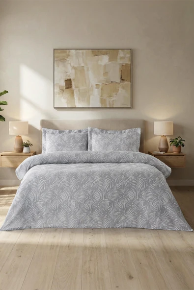 Palm | Çift Kişilik Yatak Örtüsü Seti | 200x230 | Gri ürün görseli 1