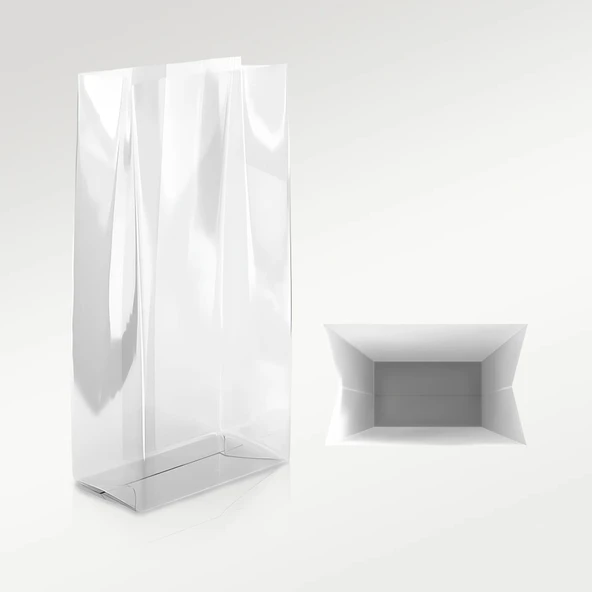 Omeyva Kare Tabanlı Şeffaf Torba Poşet - 7,5 x 5 x 21 Cm. - 125 Adet ürün görseli 1