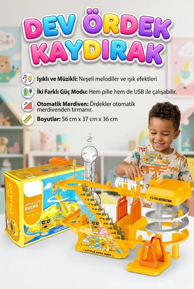 Büyük Boy Dön Dolaş Ördekler! Şarjlı Işıklı Müzikli Otomatik Yürüyen Merdivenli Eğitici Oyuncak Seti ürün görseli 1