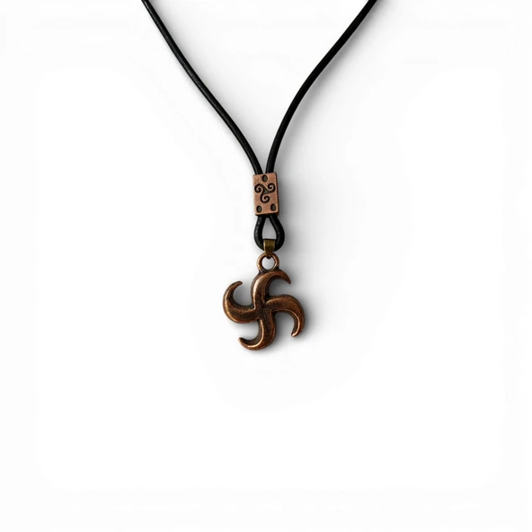Bronz Güneş Çarkı (Triskelion) Kolye - Resim 2