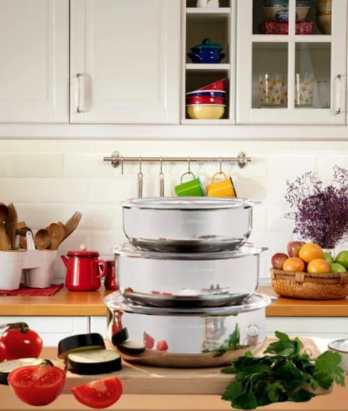 Shine Kitchen Saklama Kabı Seti Güveç Tipi Kapaklı Çok Amaçlı Saklama Seti ürün görseli 1