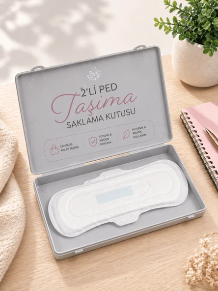 Beylini 2'Li Ped Koruma Kutusu Hijyenik Ped Saklama Kutusu Taşınabilir Kompakt Pratik Kapaklı Kilitli ürün görseli 1