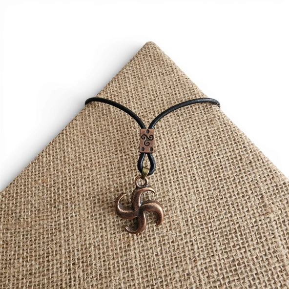 Bronz Güneş Çarkı (Triskelion) Kolye - Resim 3
