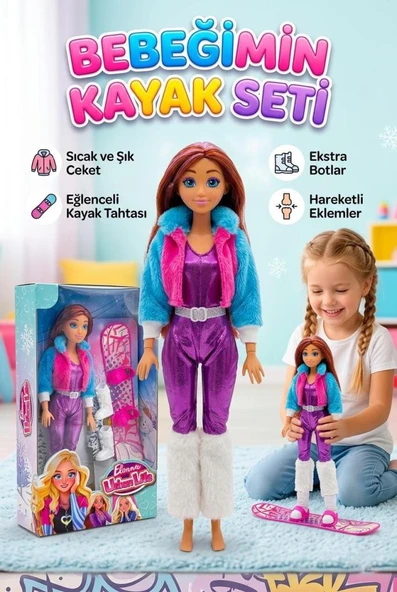 Elonna Urban Life Kayakçı Moda Bebeği - Snowboard ve Kışlık Aksesuarlı 30 cm Oyuncak Bebek ürün görseli 1