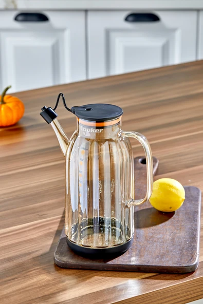 Cooker 1.1 Litre Borosilikat Cam Yağlık ve Sirkelik Zeytinyağ Şişesi Şeffaf ürün görseli 1